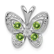 Sterling Silver Rhodium-plated Peridot u0026 Diamond Pendant