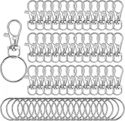 100PCS Swivel Lanyard Snap Hook with Key Rings, Premium Metal Keychain Hooks