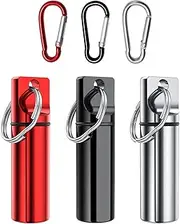 Small Pocket Pill Box Keychain (3 Pack), Aluminium Alloy Portable Mini Pill Organizer Case Container for Purse,Waterproof Metal Pill Holder Medicine Bottle for Outdoor Camping Trave