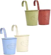 Abaodam 4Pcs Retro Iron Flower Bucket Creative Hanging Planter for Balcony Home Decor Small Railing Planter for Indoor and Outdoor Use Versatile Storage and Decorative Flower Pot