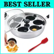 PFOA-Free Nonstick Egg Poacher - 6-Cup Stainless Steel Cooker with Easy Cleanup