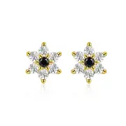 Sterling Silver Golden Snowflake Hypoallergenic Stud Earrings