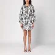 [ZIMMERMANN] Tallow ivory/black mini dress in linen 2 Black
