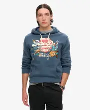 Tokyo Vintage Logo Graphic Hoodie | Ink Blue