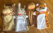 Melissa & Doug Farm Friends Hand Puppets Set of 4 Elephant Giraffe Tiger Monkey