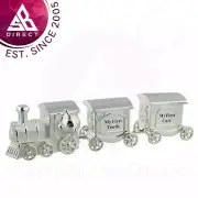 Silver Plated Train Carriage Tooth & Curl Set Perfect Christening Gift For Baby