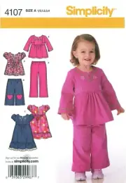 SIMPLICITY SEWING PATTERN 4107 TODDLERS GIRLS ½-4 DRESSES, TUNICS PANTS & CAPRIS
