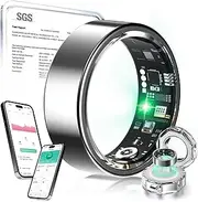 Smart Ring for Men Women Smart Ring Android iOS Fitness Ring Pedometer Heart Rate Blood Oxygen Sleep Monitor Step Counter Activity Tracker for Sports Time, Distance, Calories