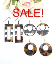 SALE‼️ Tortoise Shell Round or Rectangular Resin Dangle Earrings BRAND NEW!
