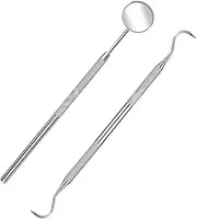 Mouth Inspection Mirror with Sickle Scaler – 2 Pcs Professional Dental Tartar Scraper Tool kit by DMX INTL