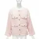 [二手] CHANEL 2019 pink cotton 4 pockets CC buttons collarless oversized trucker jacket FR34 XS