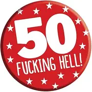 [LimaLima] 50th Birthday Badge 50 Today 76mm Pin Button Novelty Gift Men Women Him Her