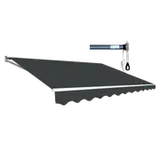 Motorised Outdoor Folding Arm Awning Retractable Sunshade Canopy Grey 4.0m x 2.5m