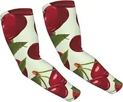 [FHEDVBN] Cherry fruit Arm Sleeves Compression Arm Covers for Men Women Outdoor Sun Sleeves Cooling Sports Sleeve, Black