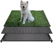 Dog Grass Pad with Tray, 35x23 Inch Indoor Puppy Potty Training Pad, Durable Leak-Proof Tray & Realistic Synthetic Grass Mat, Easy Clean Portable Pet Relief System for Small to Medium Dogs
