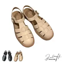 在飛比找ETMall東森購物網優惠-【J&H collection】涼夏復古圓頭編織羅馬涼鞋(現