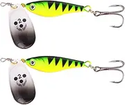 Fish Lures 2 Pcs Rotating Metal Spinner Fishing Bait 11g 15g 20g Sequins Artificial Hard Baits Crap Bass Pike Treble Hook Tackle Fish Hook