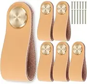 6Pcs Leather Drawer Pulls,Leather Cabinet Handles,Leather Knobs,Leather Door Handles,Durable Thickened Leather Cabinet Handles for Kitchen Cabinet Drawer Bathroom