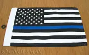 MOTORCYCLE THIN BLUE LINE FLAG Measures 6X9, (4-240LE) Fits flagpole or antenna