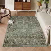 5x7 Boho Bedroom Area Rug, Soft Green Rugs for Living Room, Washable Non Shed...