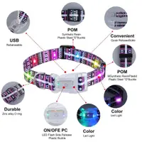 在飛比找蝦皮購物優惠-炫彩髮光LED狗項圈,可充電IP68防水可調節夜光寵物項圈夜