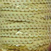 Antique Yellow Iris Sequin Trim 6mm 1/4" wide stitched strung by the yard 15'
