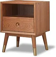 MIUZ Solid American Cherry Wood Timber Bedside Table Storage Drawer Shelf Side Table Nightstand Cabinet