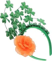 [Beavorty] St Patrick Day Accessory: Glitter Leather Cloth Hairband 12 Roses Festive Party Headpiece