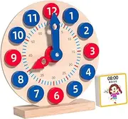 KOMBIUDA Wooden Teaching Clock Numbers Boys and Girls Learning Math Toy Early Educational Toy for Toddlers