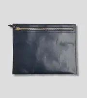 $95 Neiman Marcus Women's Blue Flat Handbag Tote Pouch Clutch Purse Hand Bag