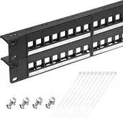 uxcell 2U Blank Key Stone Network 48-Port Patch Panel, 19inch Rack & Wall Mountable Patch Bay with Network Module for Servers Network, Multi Terminal Services