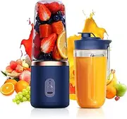Portable Blender, 40W Personal Blender with 6 Blades, USB Rechargeable, Lid & 2 Cups Included, Mini Blender for Shakes and Smoothies, 400ml Fit for Home Sport Office Camping