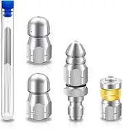 Sewer Jet Nozzle Kit, Stainless Steel Sewer Jetter 1/4 Inch NPT for Pressure Washer, 1/4 Quick Connect, 5000PSI