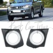 Pair Fog Light Lamp Frame Cover Trim For Mitsubishi L200 Triton MQ MR 2016-2018