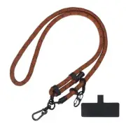 Phone Lanyard Adjustable with Patch Dark Brown With Black Streak 1 Pack