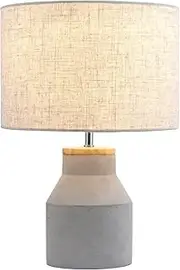 Sophie Industrial Style Concrete Table lamp, 41cm High with Fabric Drum Shade, Ideal for Living Room