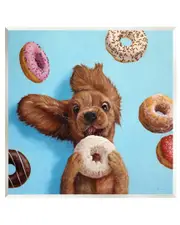 Funny Face Dog Licking Donut Wall Plaque Wall Art by Lucia Heffernan