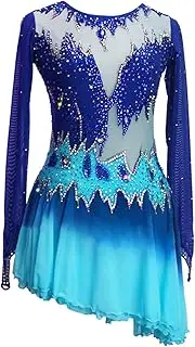 [Zagitova] Ice Figure Skating Dress for Girls Patchwork Women Gradient with Shiny Rhinestone Competition Dance Outfits