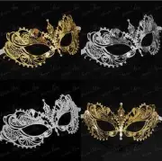 Extravagant Light Metal Laser Cut Venetian Masquerad Mask with Diamonds