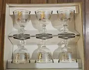 Vintage Libbey Golden Foliage Cocktail Glasses Hostess Set Original Box Leaf