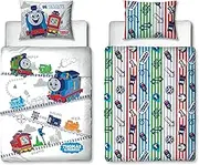 Thomas & Friends Official Childs Toddler Cot Bed Duvet Cover | All Aboard Thomas The Tank Engine Reversible 2 Sided Bedding with Matching Pillowcase, Polycotton