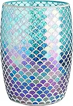 Whole Housewares Bathroom Wastebasket - Glass Mosaic Decorative Trash Can Dia 7.5" H 10" Fan Shape