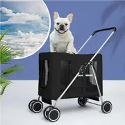 Pawz Large Pet Stroller Dog Cat Carrier Travel Pushchair Foldable Pram 4 Wheels Black