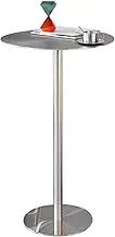 Stainless Steel Bar Table Modern Round Cocktail Pub Table with Large Base Dining Room Bistro Freestanding Breakfast Desk Sofa Side Table Small End Table(50x95cm)
