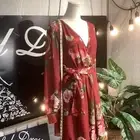 Burgundy-Multi-Color-Ricarica-Women's-Faux-Wrap-Dress-Plus-Size-3X-Party