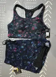 AVIA Women's Molded Cup Sports Bra & Running Shorts W/ Bike Liner, L (12-14)