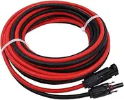 ZONADA Pair of 6m 6mm2 Single Core Extension Cables with Connectors for Solar Panels and Solar Systems 6 Meters (19.6 feet) Cable with Plug