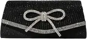 [Caistre] Clutch Purses for Women Rhinestone Bow Evening Bag Sparkly Bow Clutch Purse Envelope Crossbody Bag Formal Party Prom Handbag