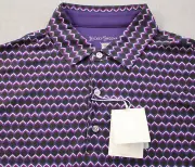 Hickey Freeman Men Purple Geo Print Wicking Stretch SS Polo Golf Shirt NWT M $94