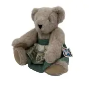 Vermont Teddy Bear Granny Plaid Dress Posable Jointed Plush NWT Vintage 90's